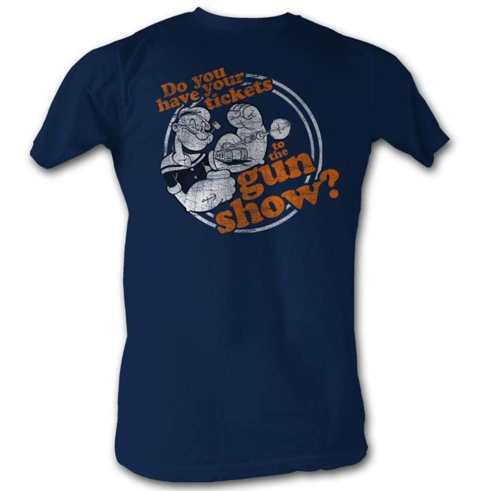 Popeye Gun Show Navy Adult T-Shirt